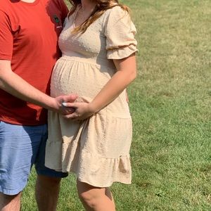 Pink Blush Tiered Maternity Dress